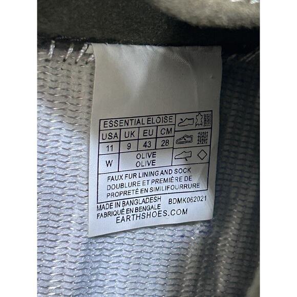 Earth Origins Eloise Womens Slip On Clogs 11W Olive Green Faux Fur Suede Comfort - Picture 6 of 10